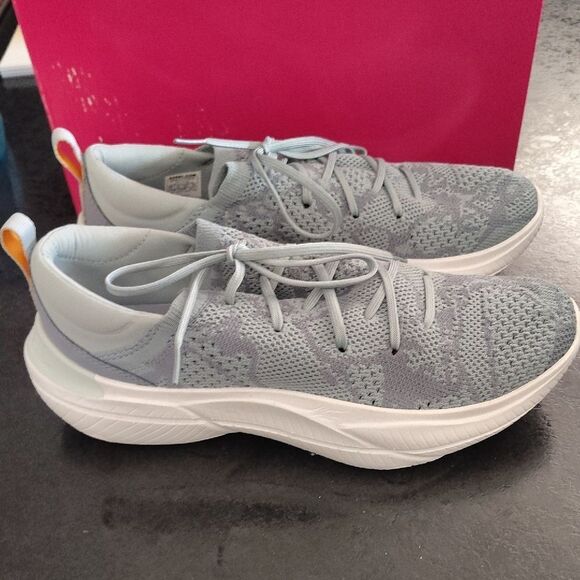 Sorel Gray and White Sneakers with Knit Upper and Cushioned Sole - Picture 1 of 6